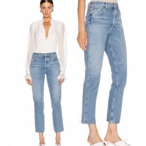Agolde Remy High Rise Classic Straight Leg Distressed Jeans in Collision 25